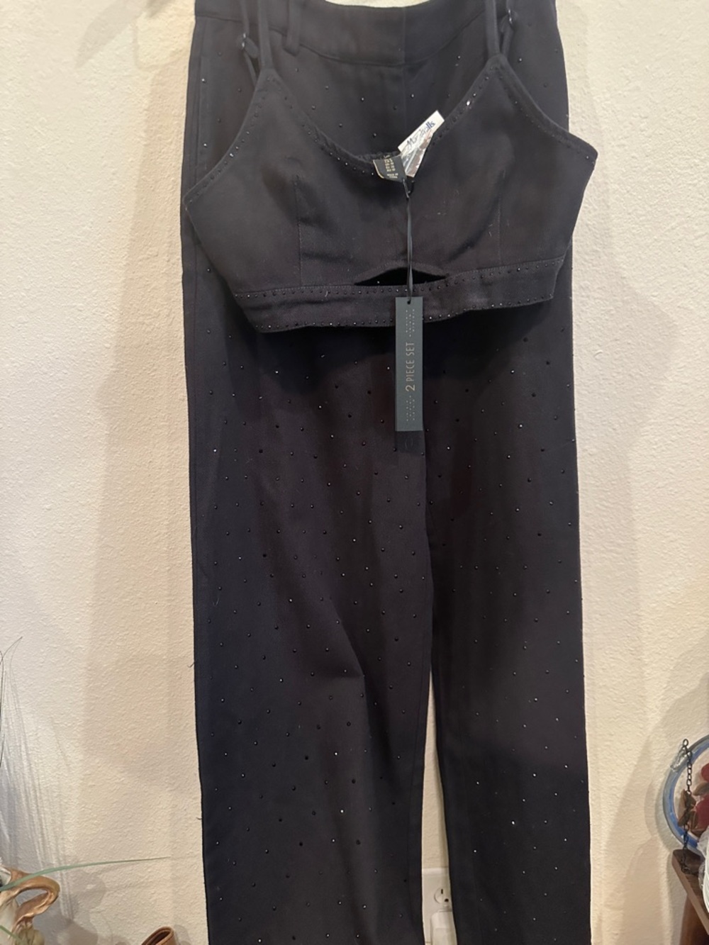 NWT House Of Harlow Black Embellished denim set
